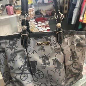 Vintage Coach Gray Signature Tote Bag